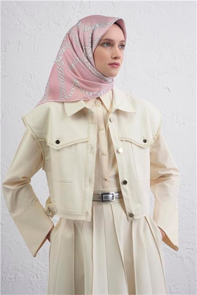 Armine Geometrik Desenli Saf İpek Twill Eşarp 9427D 86
