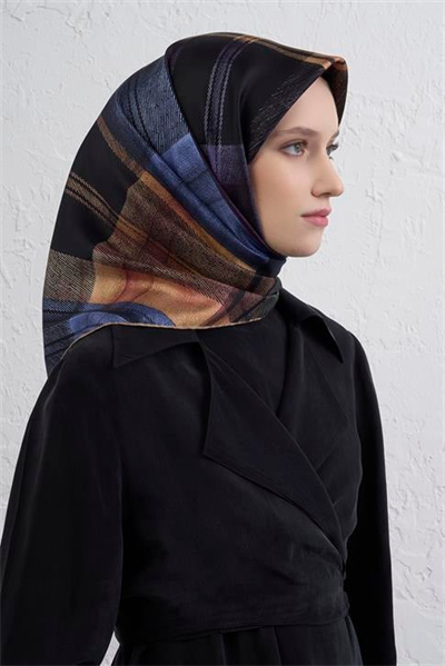 Armine Geometrik Desenli Saf İpek Twill Eşarp 9424D 31