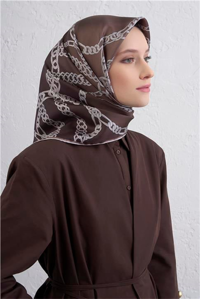 Armine Geometrik Desenli Saf İpek Twill Eşarp 9427D 81