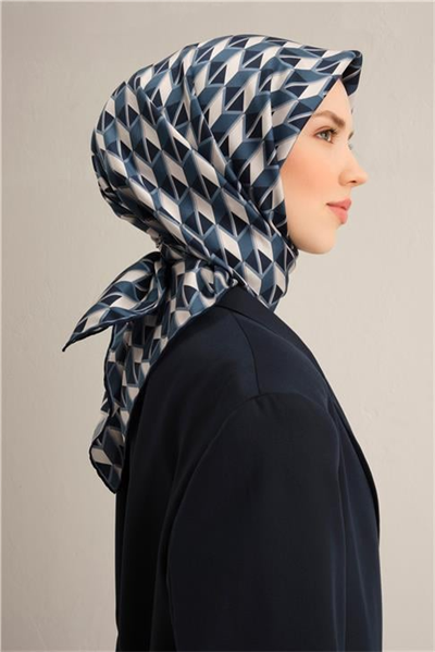 Armine Geometrik Desenli Saf İpek Twill Eşarp 9309D 87