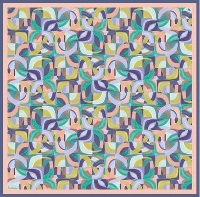 Armine Geometrik Desenli Saf İpek Twill Eşarp 9329D 05