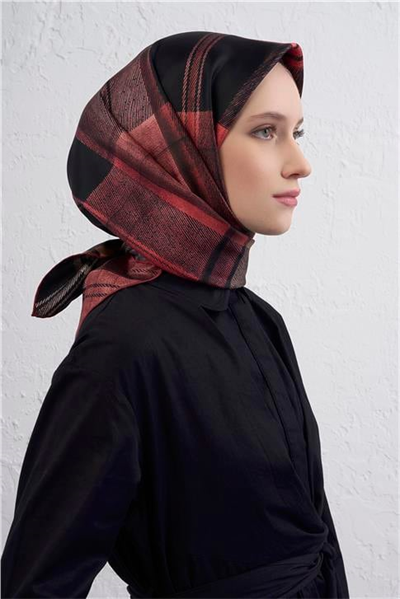 Armine Geometrik Desenli Saf İpek Twill Eşarp 9424D 32