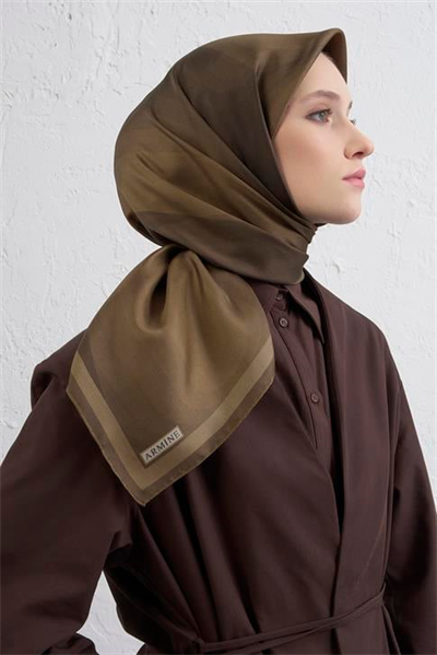 Armine Geometrik Desenli Saf İpek Twill Eşarp 9402D 55