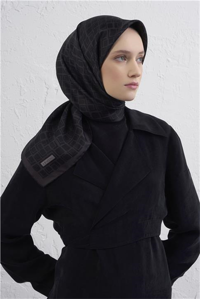 Armine Geometrik Desenli Saf İpek Twill Eşarp 9438D 56