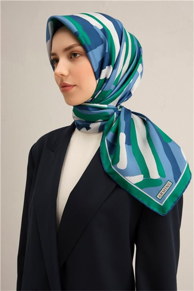 Armine Geometrik Desenli Saf İpek Twill Eşarp 9303D 81