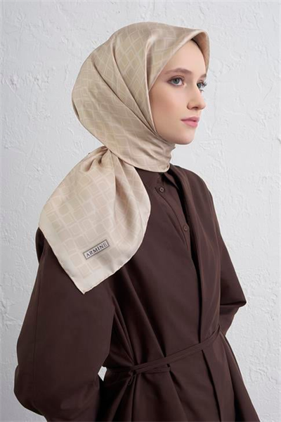 Armine Geometrik Desenli Saf İpek Twill Eşarp 9438D 53