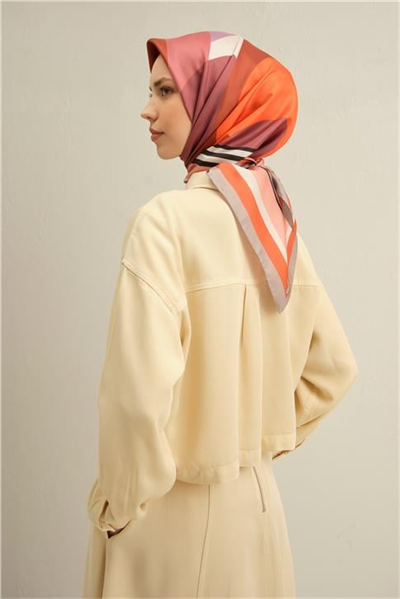 Armine Geometrik Desenli Saf İpek Twill Eşarp 9313D 37