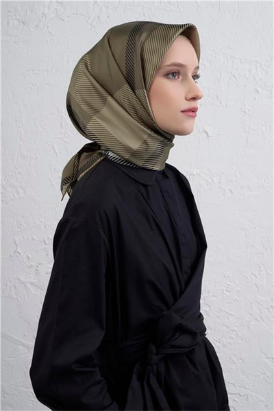 Armine Geometrik Desenli Saf İpek Twill Eşarp 9418D 34