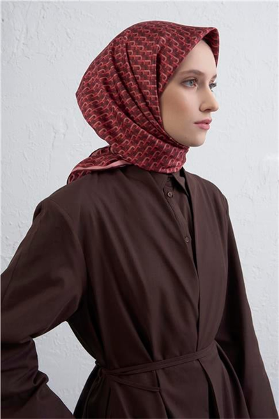 Armine Geometrik Desenli Saf İpek Twill Eşarp 9417D 35