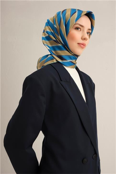 Armine Geometrik Desenli Saf İpek Twill Eşarp 9325D 52