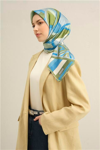 Armine Geometrik Desenli Saf İpek Twill Eşarp 9336 51