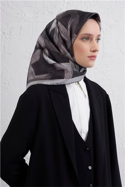 Armine Geometrik Desenli Saf İpek Twill Eşarp 9413D 84