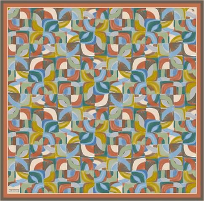 Armine Geometrik Desenli Saf İpek Twill Eşarp 9329D 84