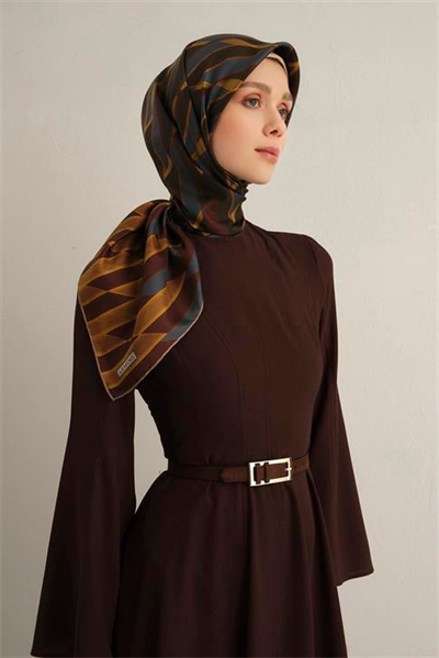 Armine Geometrik Desenli Saf İpek Twill Eşarp 9325D 21