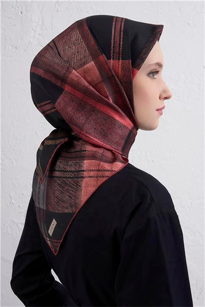 Armine Geometrik Desenli Saf İpek Twill Eşarp 9424D 32