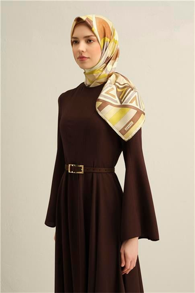 Armine Geometrik Desenli Saf İpek Twill Eşarp 9336D 38