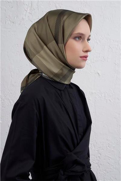 Armine Geometrik Desenli Saf İpek Twill Eşarp 9418D 34