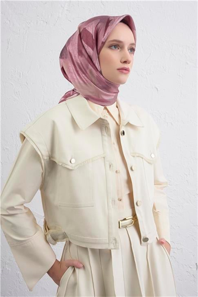 Armine Geometrik Desenli Saf İpek Twill Eşarp 9413D 06