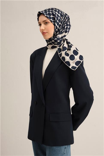 Armine Geometrik Desenli Saf İpek Twill Eşarp 9354D 81