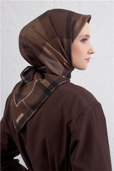Armine Geometrik Desenli Saf İpek Twill Eşarp 9418D 33