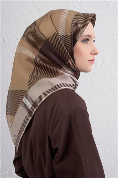 Armine Geometrik Desenli Saf İpek Twill Eşarp 9418D 50