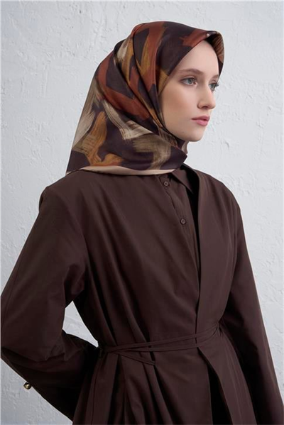Armine Geometrik Desenli Saf İpek Twill Eşarp 9413D 35