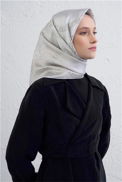Armine Geometrik Desenli Saf İpek Twill Eşarp 9427D 80