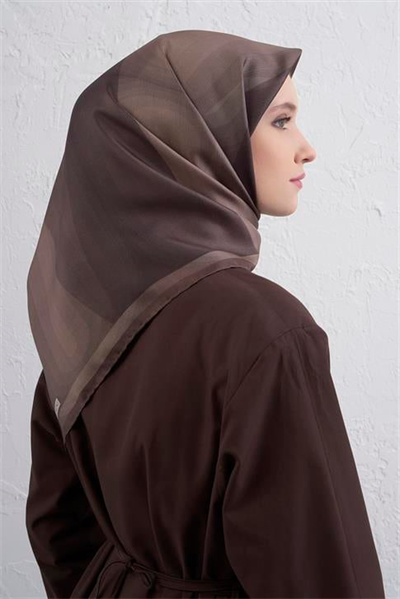 Armine Geometrik Desenli Saf İpek Twill Eşarp 9402D 84