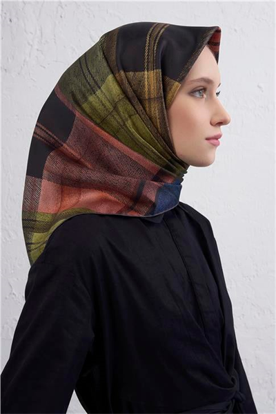 Armine Geometrik Desenli Saf İpek Twill Eşarp 9424D 80