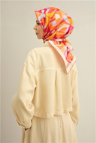 Armine Geometrik Desenli Saf İpek Twill Eşarp 9329D 31