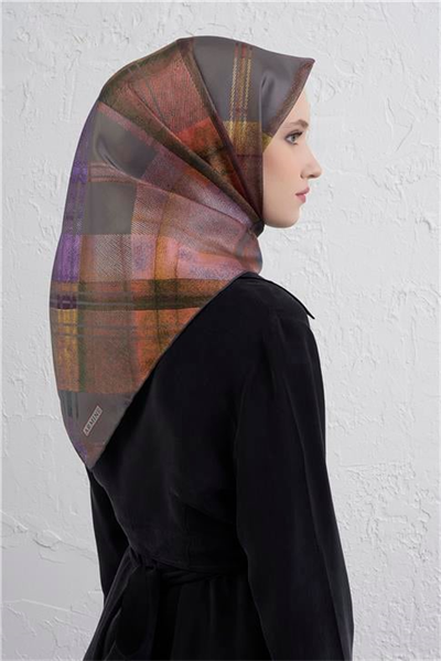 Armine Geometrik Desenli Saf İpek Twill Eşarp 9424D 06