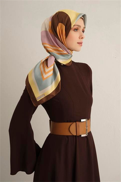 Armine Geometrik Desenli Saf İpek Twill Eşarp 9313D 81