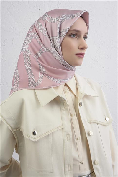 Armine Geometrik Desenli Saf İpek Twill Eşarp 9427D 86