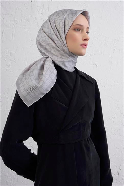 Armine Geometrik Desenli Saf İpek Twill Eşarp 9438D 58