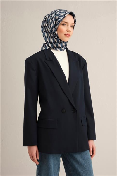 Armine Geometrik Desenli Saf İpek Twill Eşarp 9309D 87