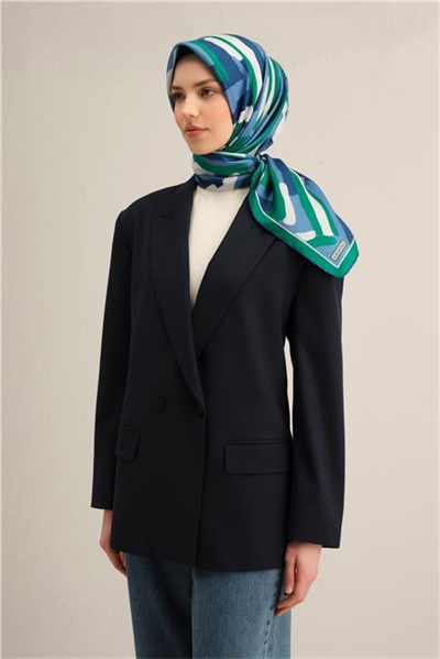 Armine Geometrik Desenli Saf İpek Twill Eşarp 9303D 81