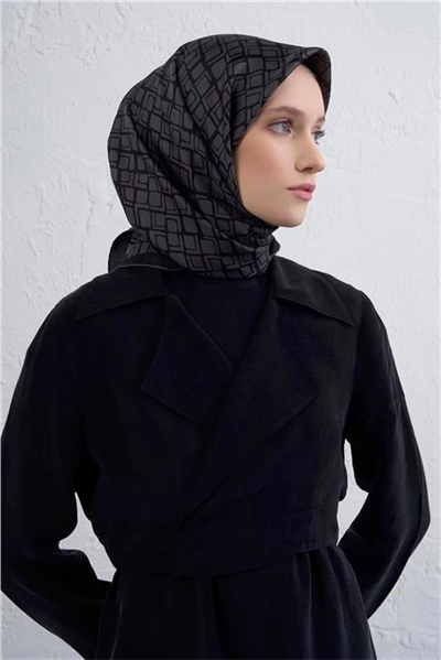 Armine Geometrik Desenli Saf İpek Twill Eşarp 9438D 55