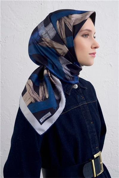Armine Geometrik Desenli Saf İpek Twill Eşarp 9413D 31
