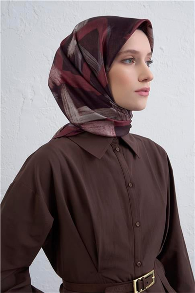 Armine Geometrik Desenli Saf İpek Twill Eşarp 9413D 81