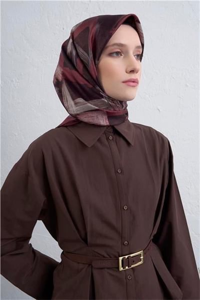 Armine Geometrik Desenli Saf İpek Twill Eşarp 9413D 81