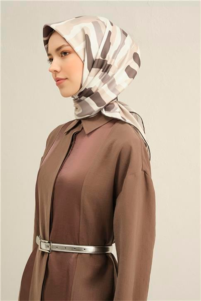 Armine Geometrik Desenli Saf İpek Twill Eşarp 9303D 82
