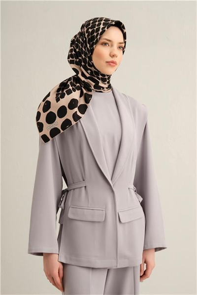 Armine Geometrik Desenli Saf İpek Twill Eşarp 9354D 86