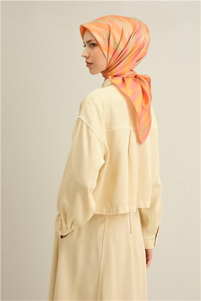 Armine Geometrik Desenli Saf İpek Twill Eşarp 9325D 56
