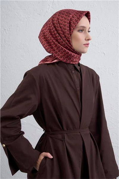 Armine Geometrik Desenli Saf İpek Twill Eşarp 9417D 35