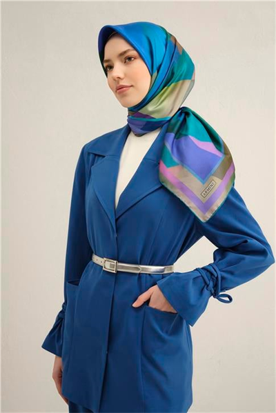 Armine Geometrik Desenli Saf İpek Twill Eşarp 9331D 81