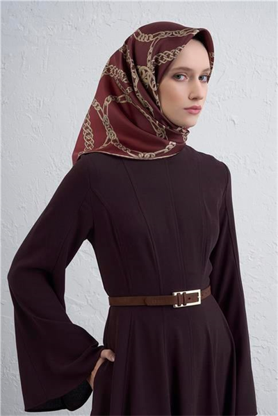 Armine Geometrik Desenli Saf İpek Twill Eşarp 9427D 37