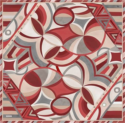 Armine Geometrik Desenli Saf İpek Twill Eşarp 9336D 84
