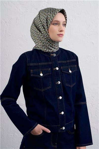 Armine Geometrik Desenli Saf İpek Twill Eşarp 9417D 81