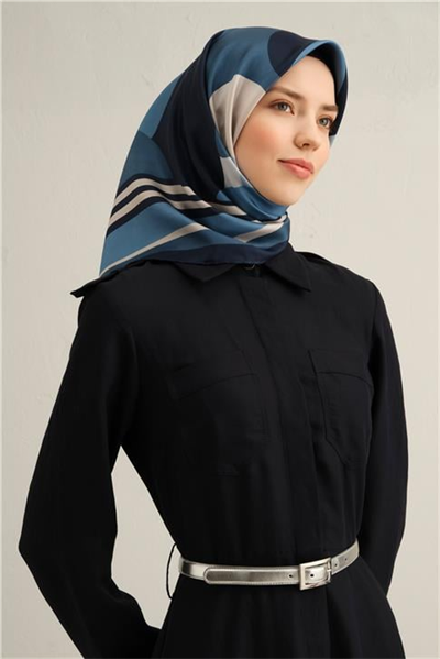 Armine Geometrik Desenli Saf İpek Twill Eşarp 9313D 86
