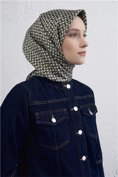 Armine Geometrik Desenli Saf İpek Twill Eşarp 9417D 81
